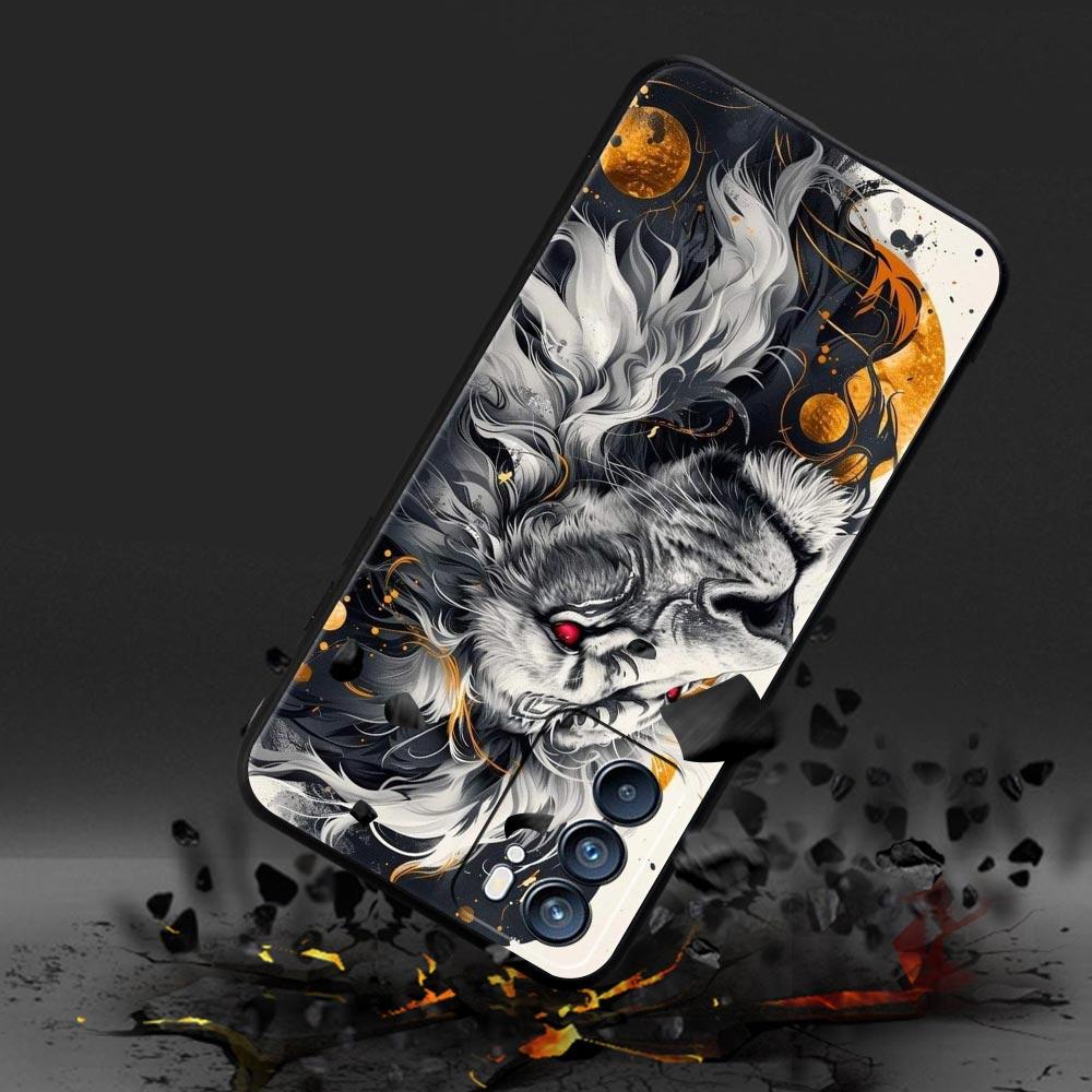 Cross Pattern Bicolor Lion Phone Case For Oppo A17 A31 A54 A57 A78 A79 A98 Find X5 X6 Reno 6 7 8 10 11 12 13 F Pro 5G Soft TPU