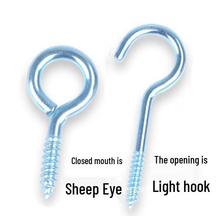 Sheep Eye Nail Hook with Ring, Self-Tapping Wood Screw, 9-Shaped Question Mark Lamp Hook for Windows.