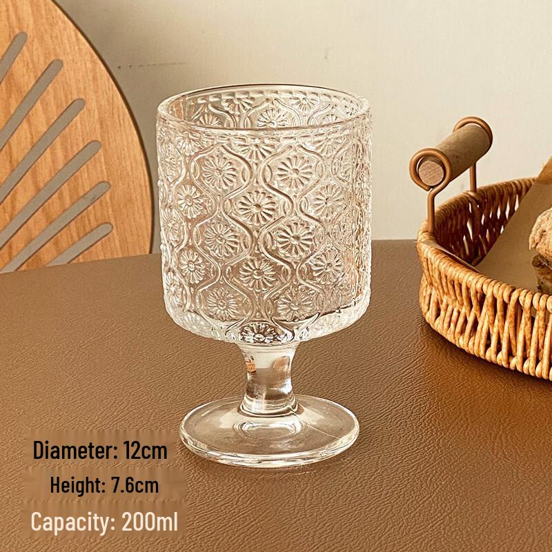 

OLOEY Embossed High-Stem Glass Cup