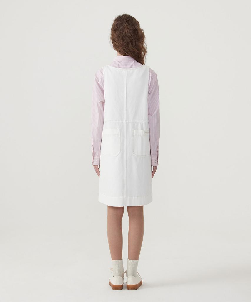 Covernat Woman Suspender Denim Dress Ivory