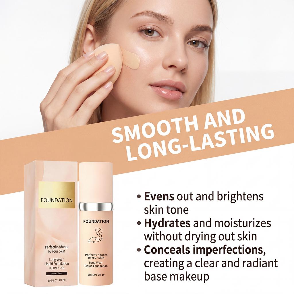 Intelligent Skin-Tone Adaptation Foundation Glossy facial foundation that evens out skin tone, is moisturizing, easy to apply,
