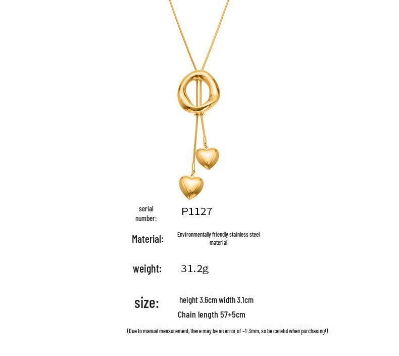 Qiong Yao Long Irregular Circle Heart Tassel Sweater Chain Fashionable Stainless Steel Necklace