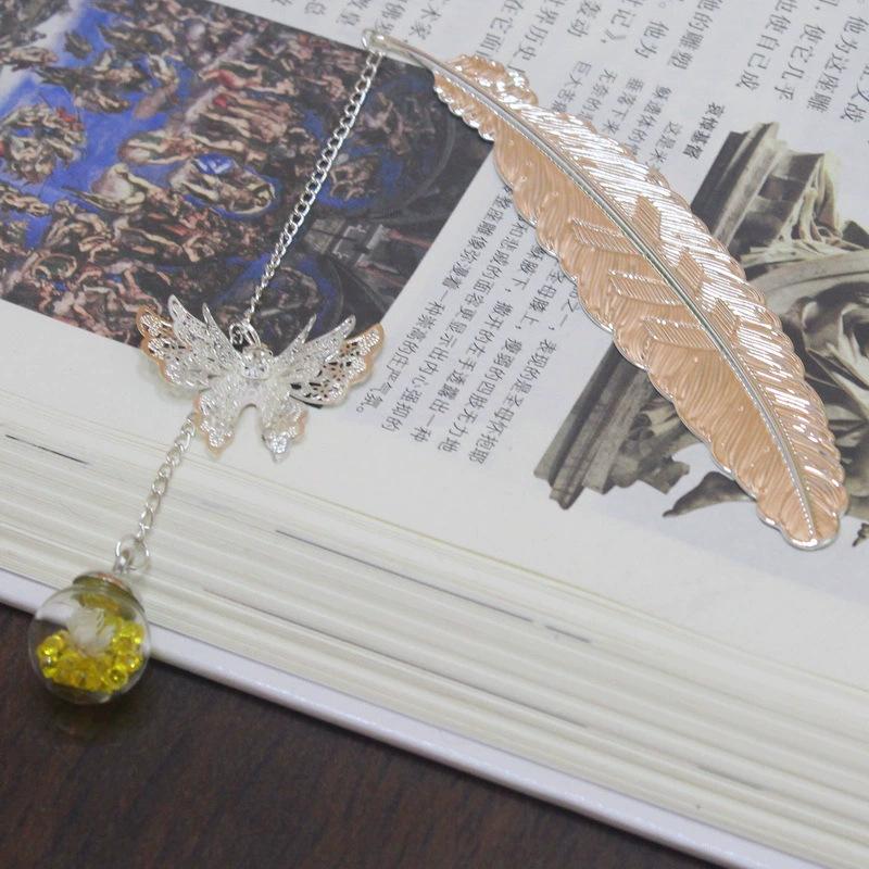 Chinese Cross-border Metal Feather Bookmark: Classical Leaf Vein Design, Creative Stationery, Ancient Style Cultural Gift