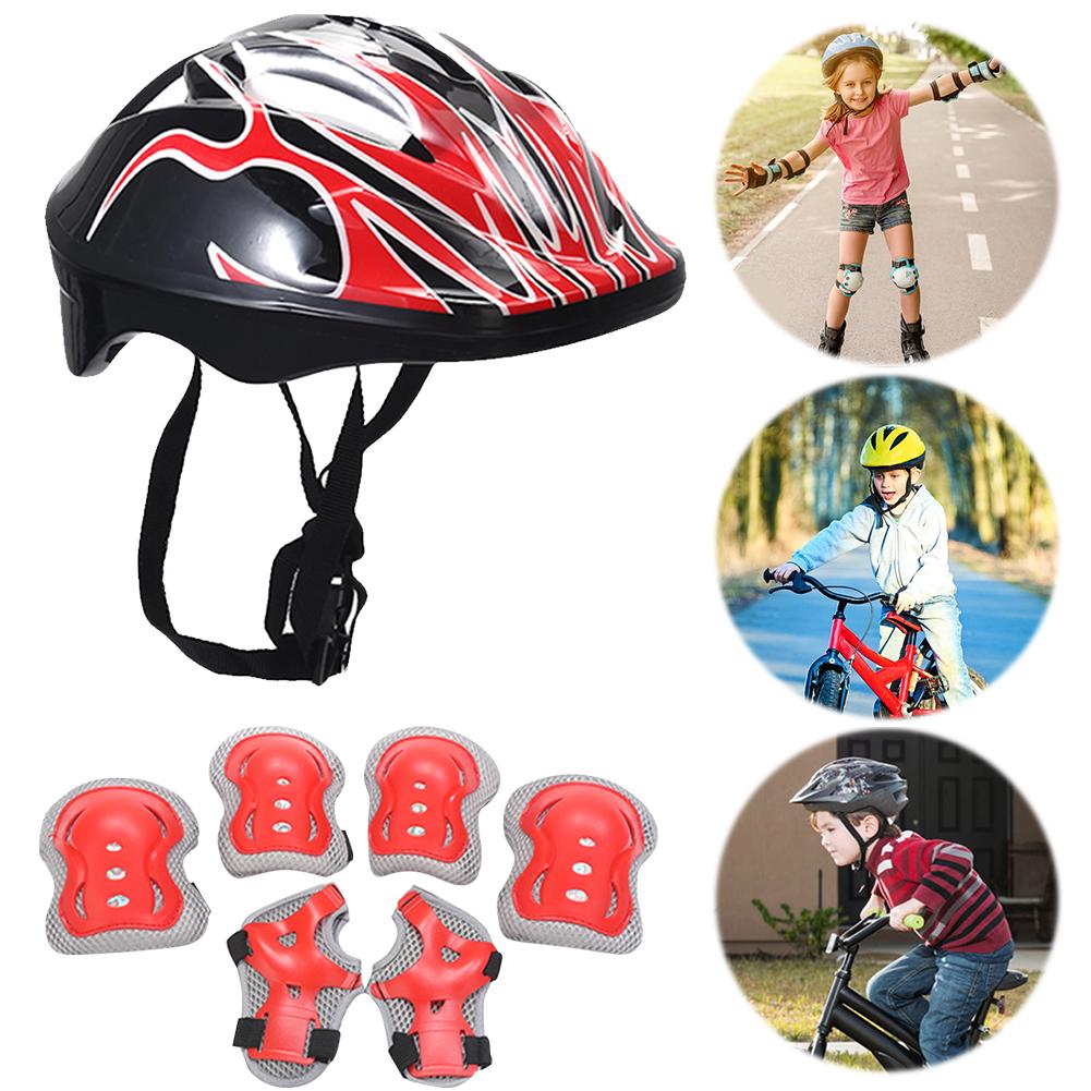 7PCS/Set Bicycle Sport Protective Gear Kids Skateboard Scooter Helmet Knee Elbow Pad with Wrist Guards for Boys Girls Skiing