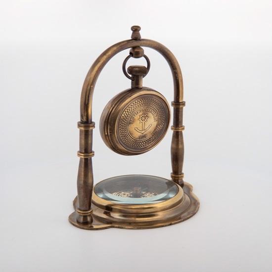 15.24 Cm Victorian Nautical Style Desk Clock and Compass Shelf Mantle Clock, Home Office Decor, Classical Fireplace Decoration