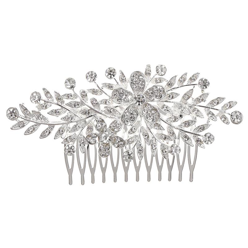 

Rhinestone Bridal Hair Comb For Bride Crystal Hair Comb Tiaras Women Girl Hair Jewelry Wedding Hair Accessories Gifts срібний