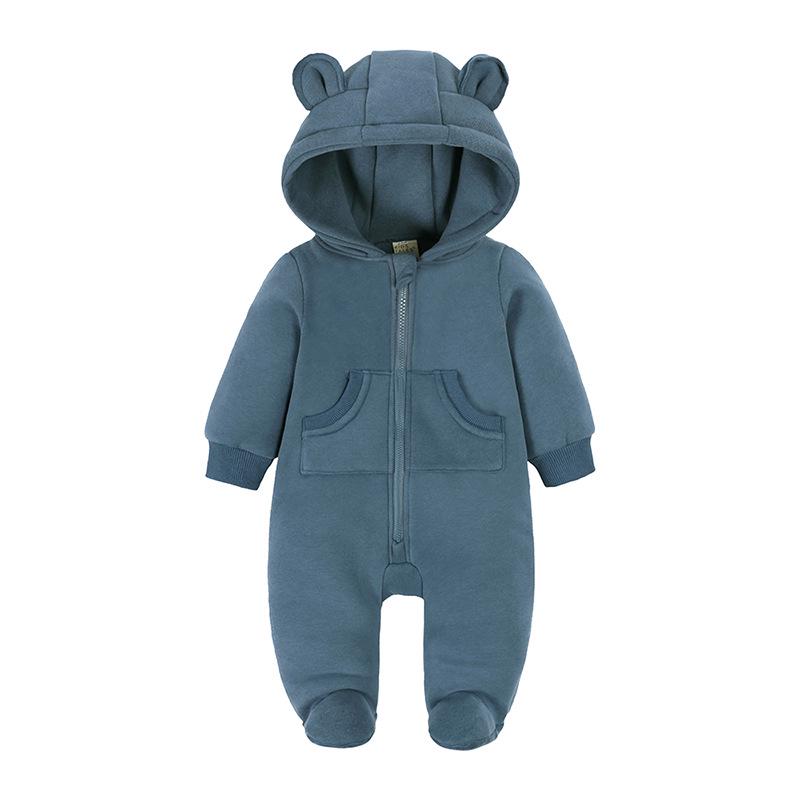 Autumn Winter Fleece Baby Jumpsuit: Cartoon Animal Footed Romper