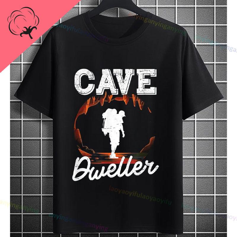 Funny Explore The Underworld Cave spelunking Graphic Tshirt Pure Cotton Shortsleeve Humor Style Fashion Tee Outdoor Clothing