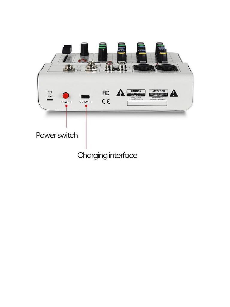 Professional 4-Channel Bluetooth Mixer with 48V Power and Reverb for Home Recording and Performances