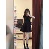 Summer new girl small short-sleeved dress women's waist slimming small black skirt short skirt
