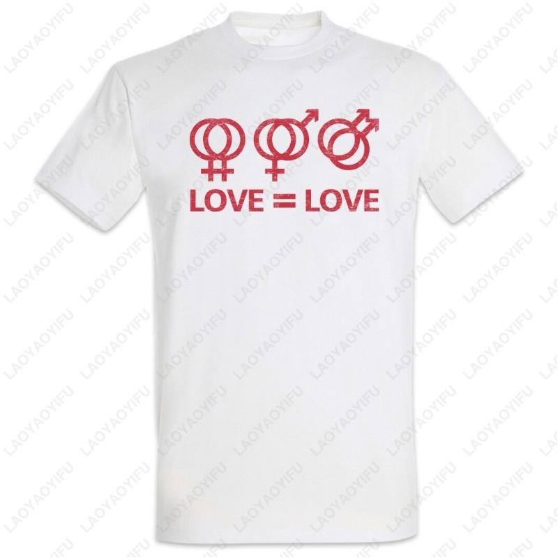 Love Love Chemise Drôle Gay Libre Égal LGBT Homosexualité Mois de la Fierté Cadeau Hauts Simple Décontracté Polyvalent Coton de Haute Qualité T-shirt