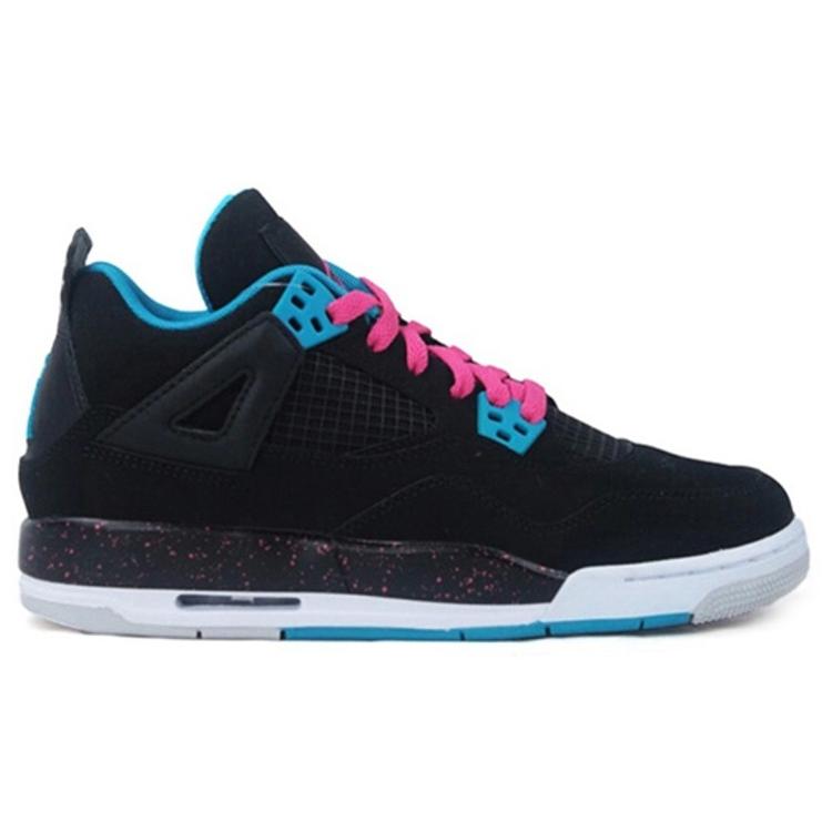 New JORDAN 4 Retro Black Vivid Pink Dynamic Blue GS 487724-019