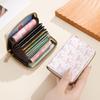 Cute Bow Print PU Leather Card Holder Multiple Slots Secure Zipper Coin Purse Small Wallet for Weekend Trips