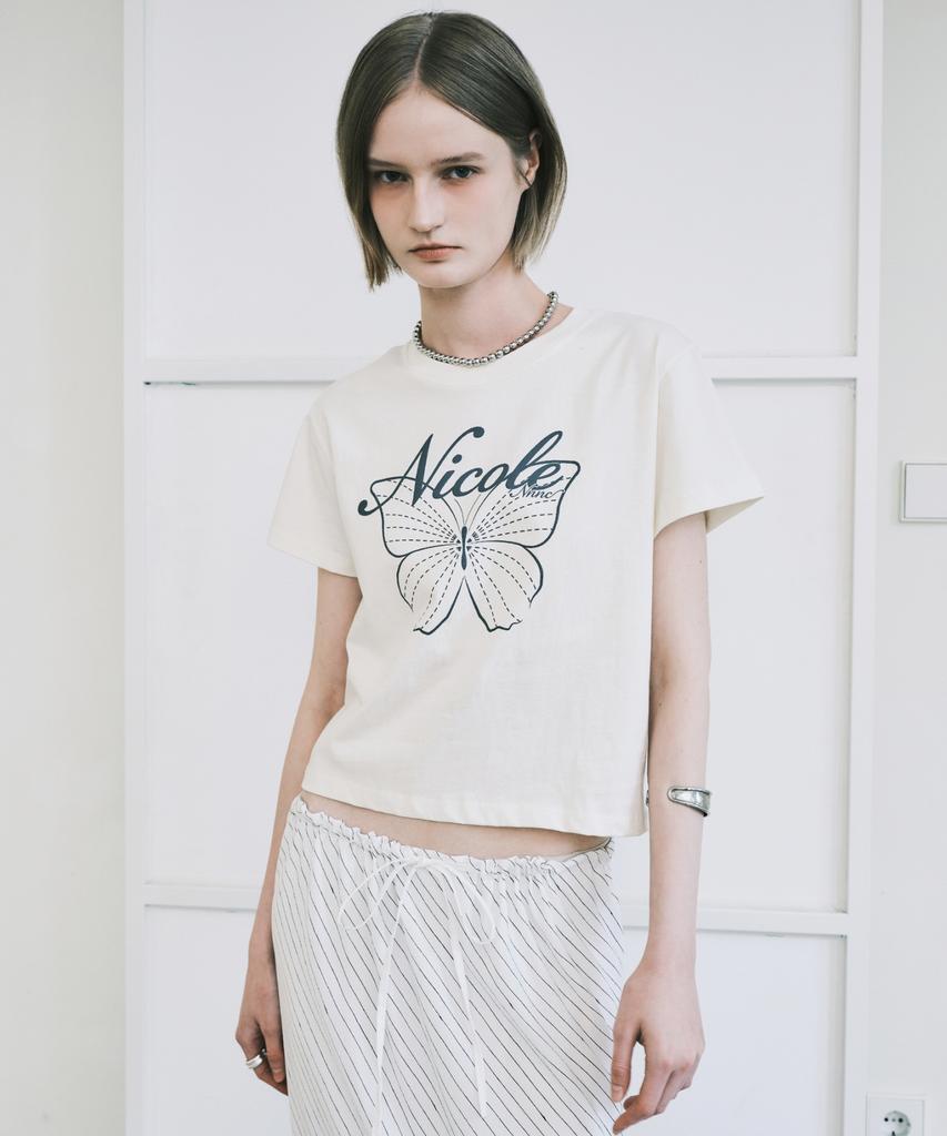 Nigaennikol Nicole Butterfly Crop Top_Cream Charcoal