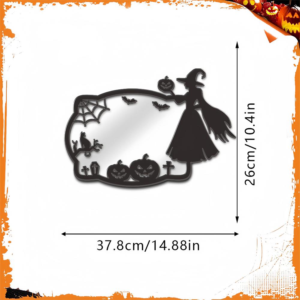 1pcs Halloween Spider Pumpkin Lantern Series Mirror Reflective Effect Wood Sign for Haunted House Holiday Crafting Projects