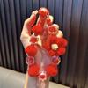 Sweet Beaded Phone Strap Plush Ball Car Key Ring INS Knit Beads Keychain  Children