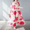 Simple and Fashionable Long Skirt Summer Short Sleeved Round Neck Printed Dress