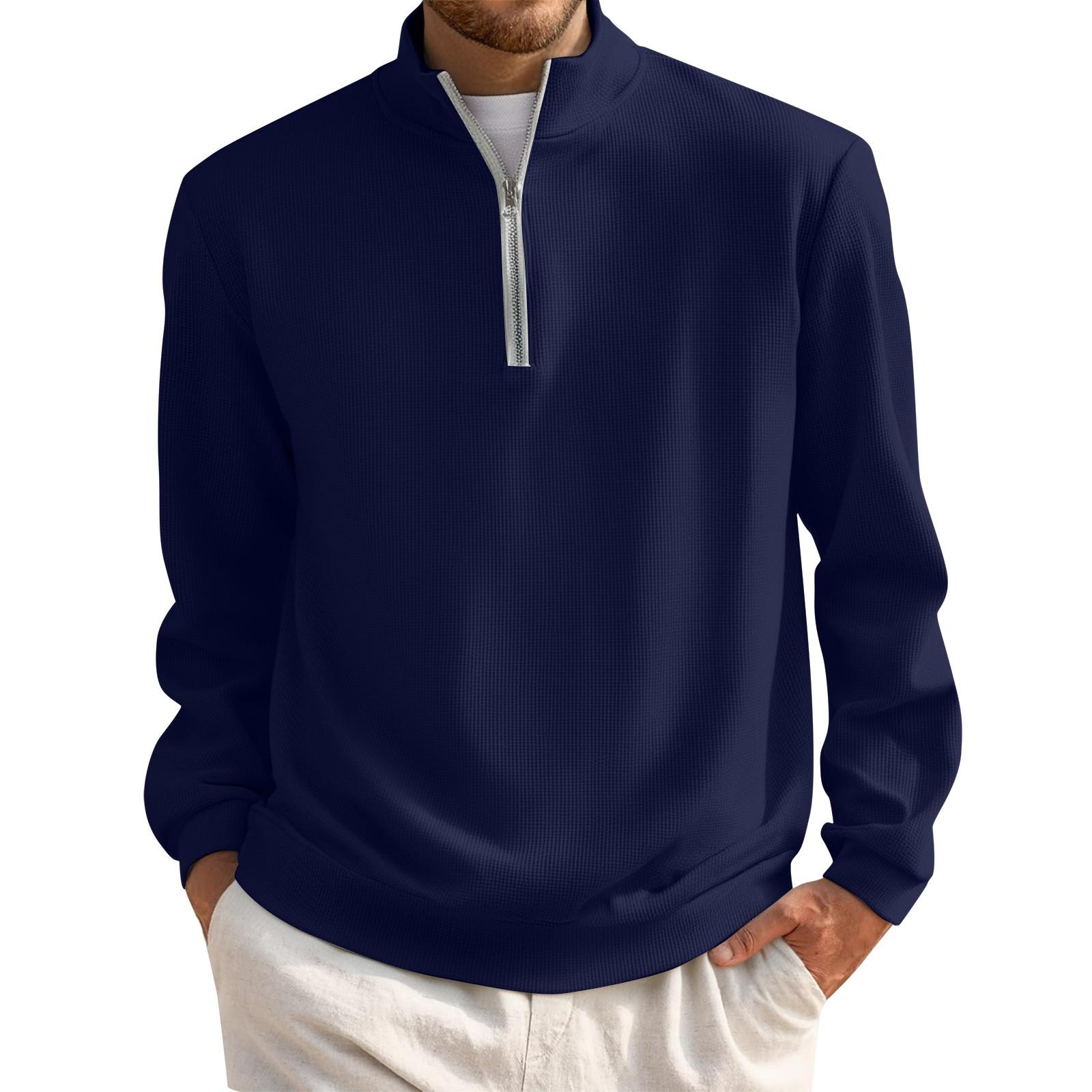 

Men s Short Zip Pullover Turtleneck Long Sleeve Top L
