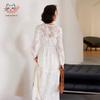 Sino Fu De 100% Mulberry Silk V-Neck A-Line Long Sleeve Dress