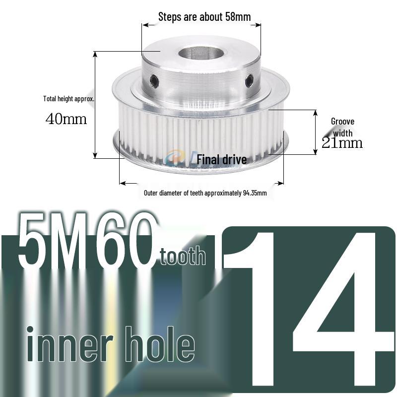 60-Teeth 5M Timing Pulley, T-Slot Width 16/21/27mm, BF Type Stepped with Machined Hole 6-20mm