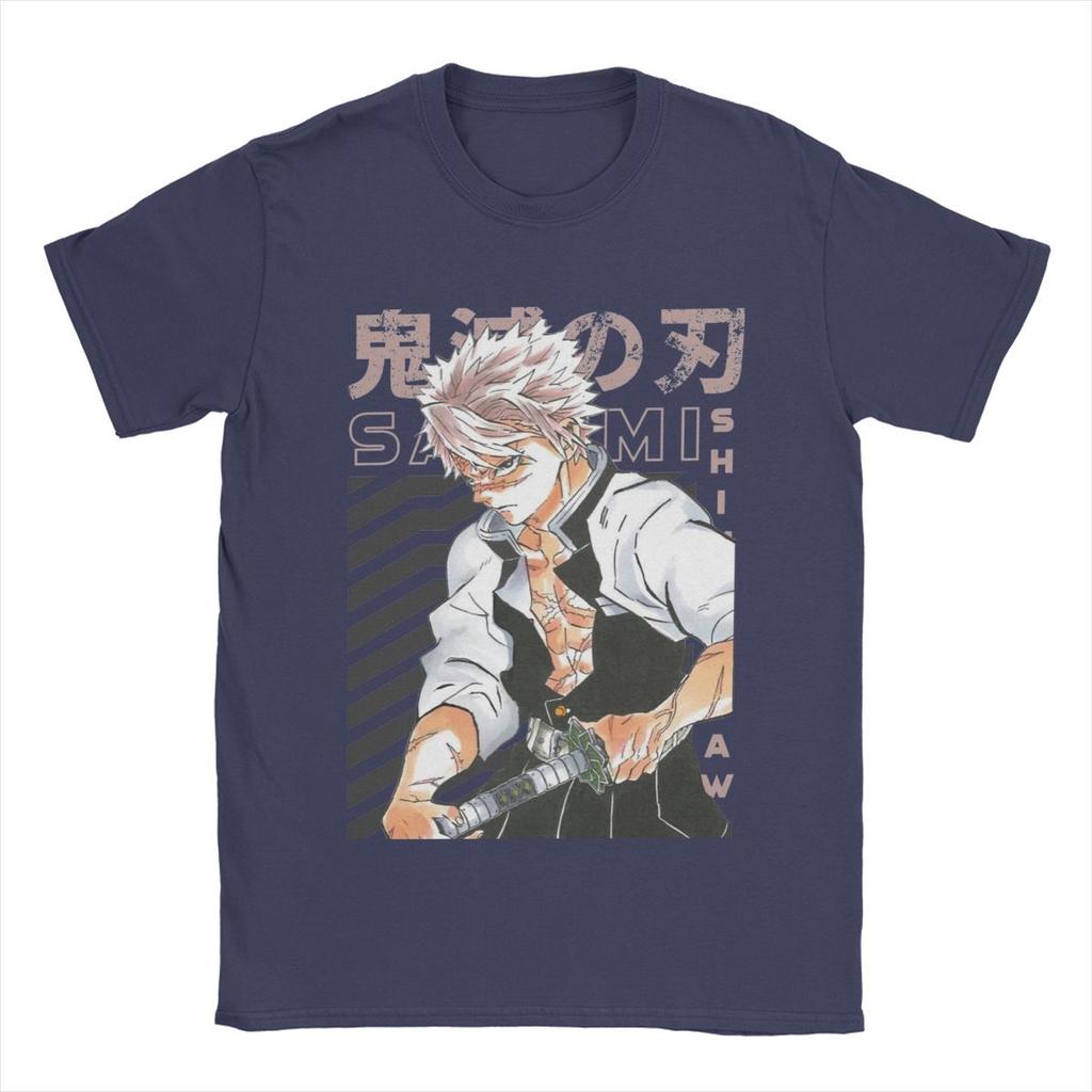 Sanemi Shinazugawa Demoned Slayered Men T Shirts Novelty Tee Shirt Short Sleeve Crew Neck T-Shirts Pure Cotton Big Size Tops