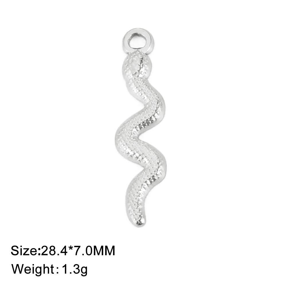 5pcs/lot Stainless Steel Snake Charms for Jewelry Making Gold DIY Pendant for Earring Necklace Bracelet