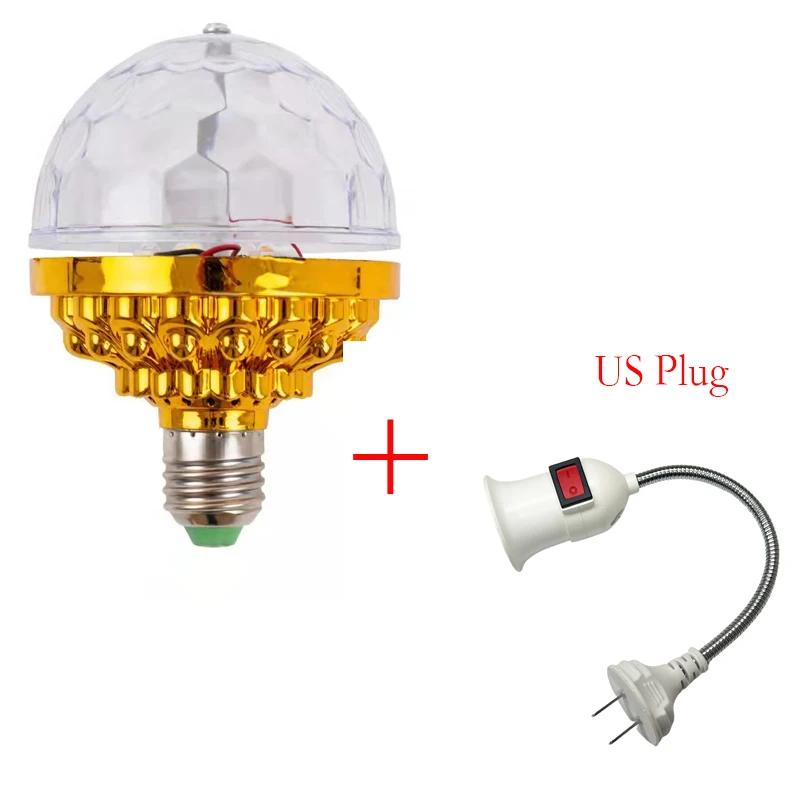RGB Stage Lights With US EU Plug E27 Rotating Light Bulbs for Party Holiday Decoration AC85-265V Shining Lamp 360° Beam Angle