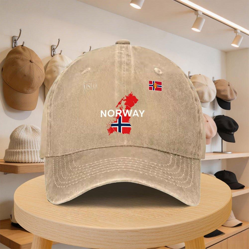 A MenS Baseball Cap Featuring The Map And Flag of Norway Stylish And Casual Adjustable for Spring And Autumn Outings Perfect