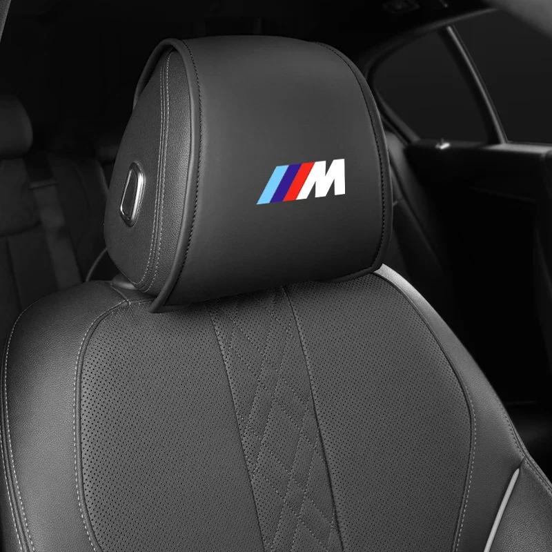 Hot 2025 2PCS Leather Car Seat Headrest Protective Cover Accessories For BMW M Power Sport M3 M5 E90 E39 F30 F10 E87 X3 X4 X5 X6