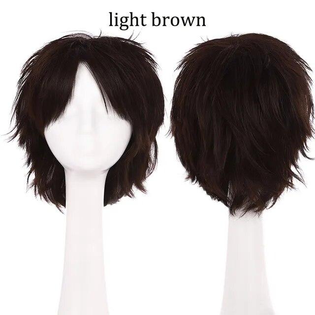 S-noilite Synthetic Short Wig Blue Brown Black Women Men Cosplay Costume Party Head Wigs Hair