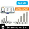 Stainless Steel Internal Hex Screws, Multi-Spec Nut and Bolt Set, M4/M5/M6 Internal Hex Screws, Suitable for Shelf Fixing