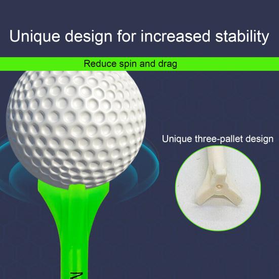 50Pcs Plastic Golf Tees Three-head Design Professional Reduce Friction Serving Pins 38/6983mm Colorful Short Tees Golf Ball Holder Golf