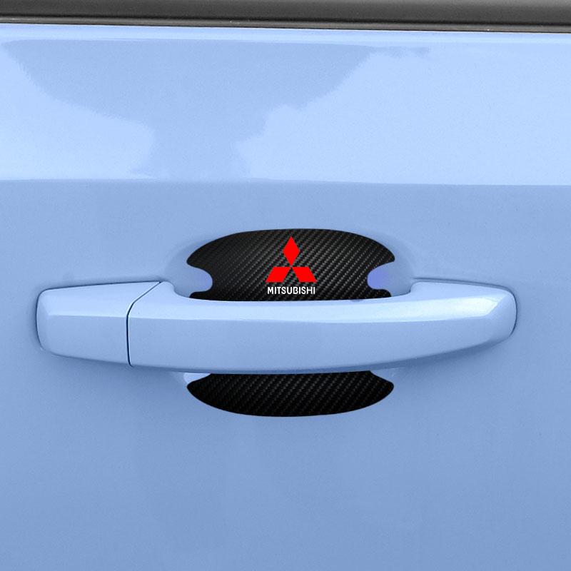 4PCS Car Door Handle Protection Sticker Emblem Car Styling For Mitsubishi Asx Lancer Outlander Pajero Ralliart Accessories