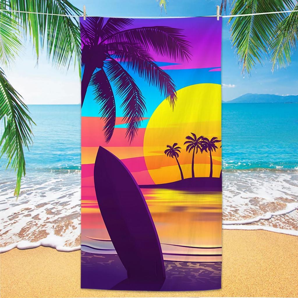 Toalla de Playa con Estampado de Palmeras, Impresión Digital Fina de Secado Rápido Anti-Arena Microfibra Ligera para Nadar, Yoga, Viajes, Gimnasio, Regalo