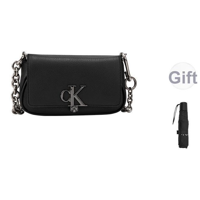 Calvin Klein Fashionable Elegant Minimalist Letter Twist Lock Flap Chain Shoulder Bag Women Shoulder Bag Black DH3240-001