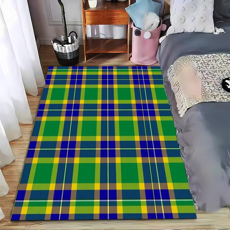 Plaid Blue Green Yellow carpet Non-slip rug suitable for living room and bedroom sofas