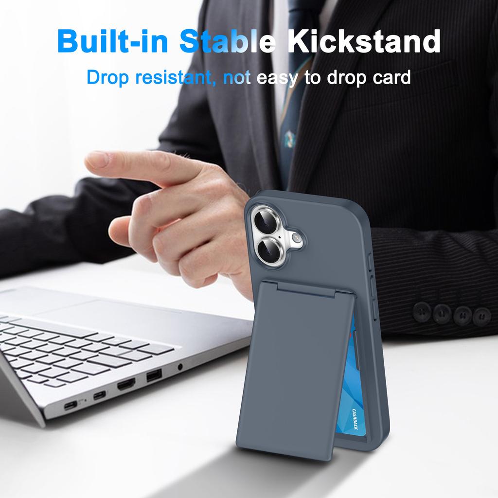 New for Apple 17 Card Bag Multi Functional Phone Case Transparent Bracket for IPhone 16 2-in-1 Protective Cover