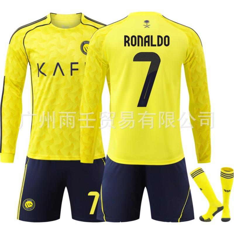 2526 Riyadh Victory Jersey No. 7 C Adult Children's Men's Women's Long-Sleeved Retro Football Dress Set