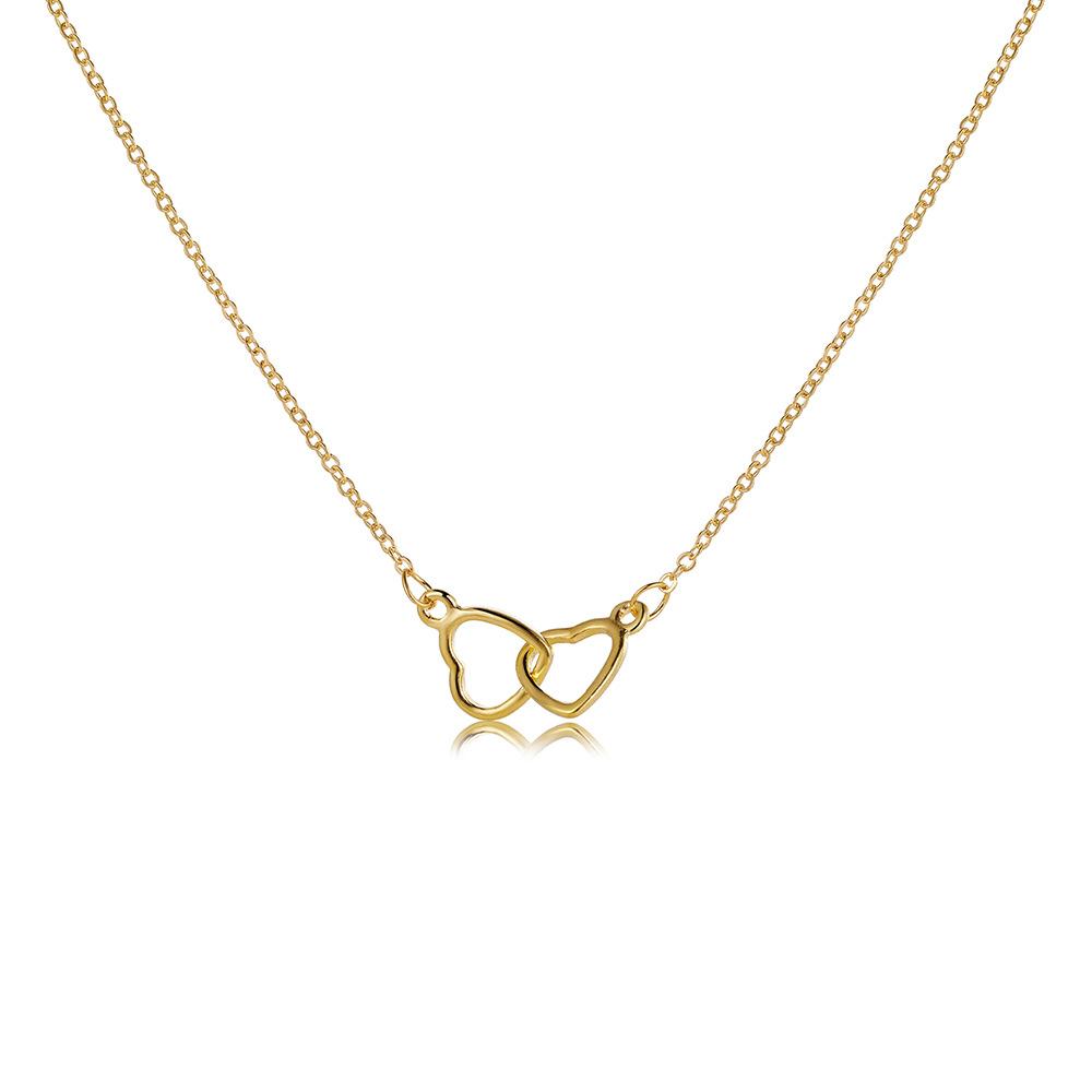 SUMENG 2025 New Elegant Gold Color Double Heart Pendant Necklace for Women, Wedding Couple Choker Crafted Friends Jewelry Gift