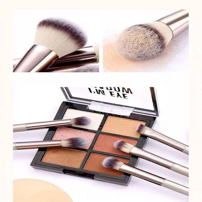 10Pcs Champagne Gold Makeup Brush Set Soft Synthetic Bristles for Foundation Eyeshadow Blush