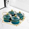 4 Compartment Dried Fruit Serving Set with Lids for Snacks and Candy