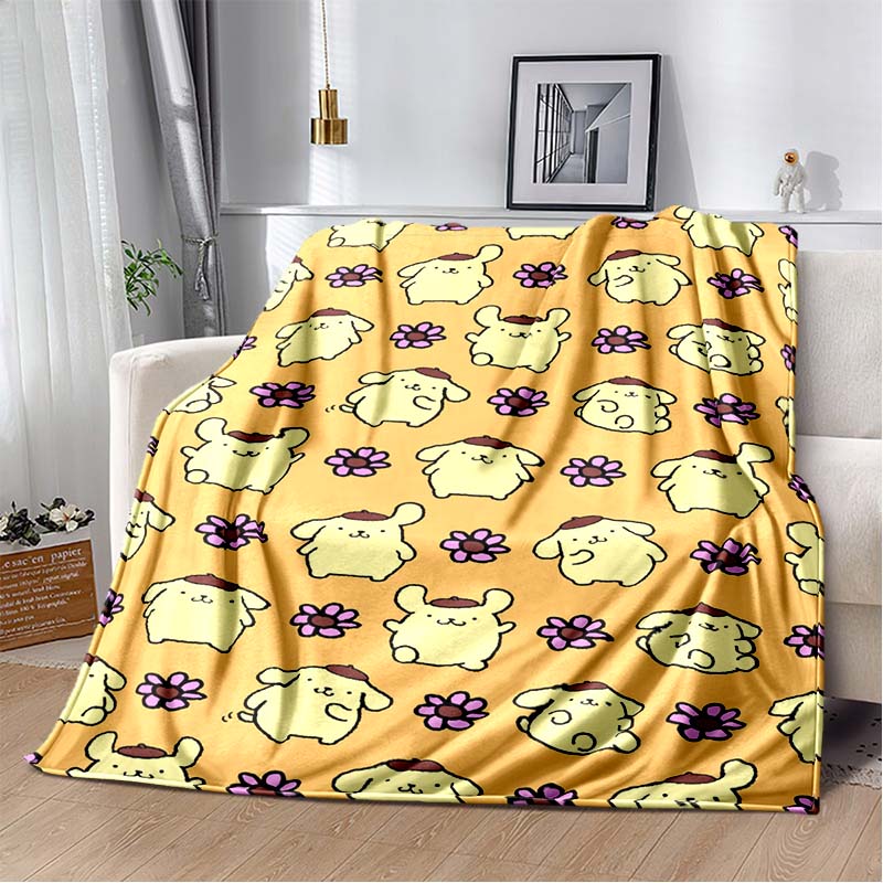 

3DPom Pom Purin Anime Cartoon Blanket, Family Bedroom Bed Sofa Picnic Travel Office Resting Blanket Children s Soft Blanket 75x90cm