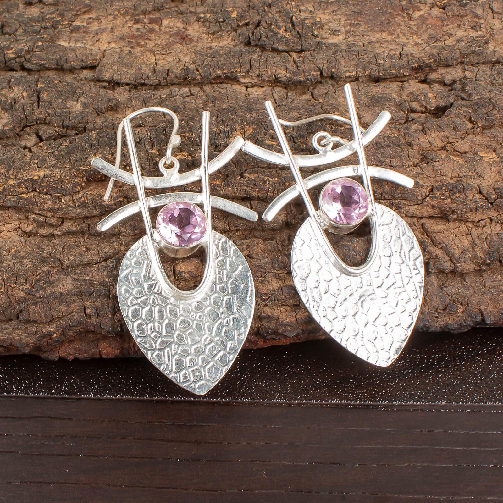 

Morganite Gemstone 925 Sterling Silver Jewelry Handmade Women s Earrings 1.78 EE-64-11