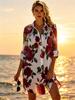 Plus Size Women's New Long Sleeve Printed Shirt Loose Fit Button Lapel Pocket Beach Printed Shirt, Plus Size Shirt