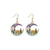 Fun Cartoon Asymmetrical Oil Drop Earrings, Guochao Panda Animal Fruit Earrings, Cute Mushroom Leaf Earrings