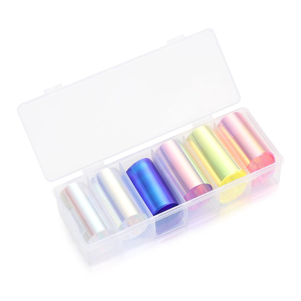 Women Beauty DIY Nail Decoration Tool Glass Paper Aurora Film Nail Stickers Holographic Design
