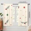 2 szt., druk płaski 2D Zasłony filtrujące światło Gałązka z jagodami bożonarodzeniowymi Gwiazda Wszechstronna tkanina poliestrowa (bez pręta) Dekoracje