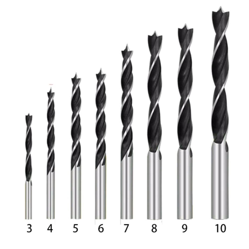 1pc Threepoint Wood Drill Bit High Carbon Steel Spiral 3 10mm Diameter & Length