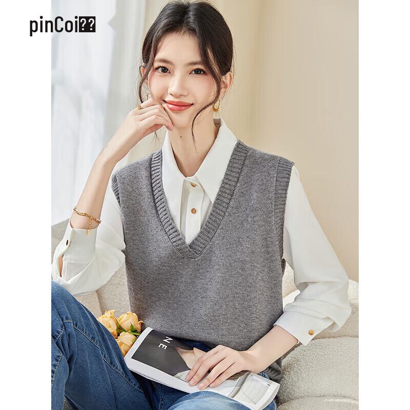 

PinCai Women s Loose V-Neck Knit Vest M