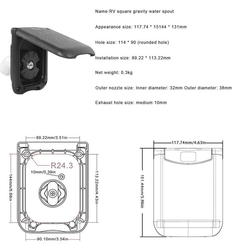 Camper Gravity Water Inlet With Magnetic Cover RV Fresh Water Fill Hatch Inlet Filter Lockable RV Water Inlet Cover Trailer Tank